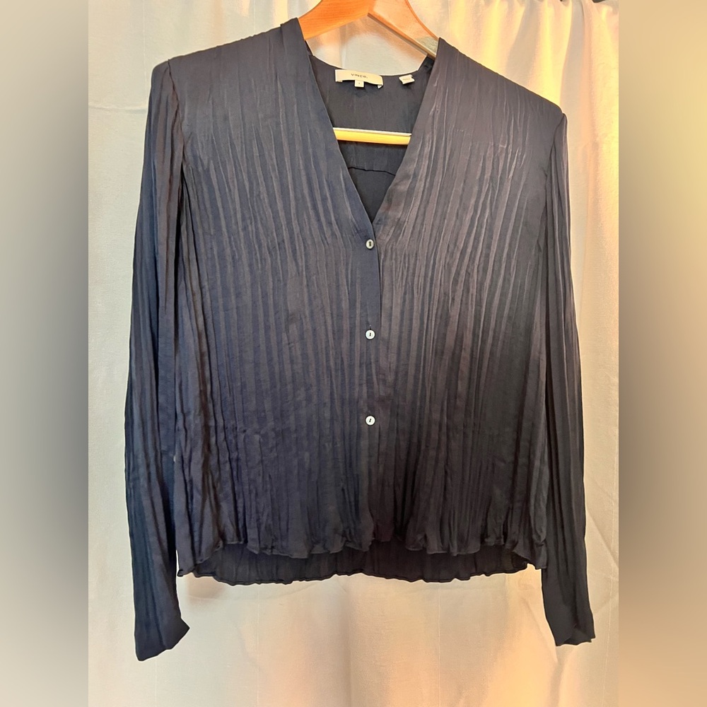 Vince Gray Crepe Blouse